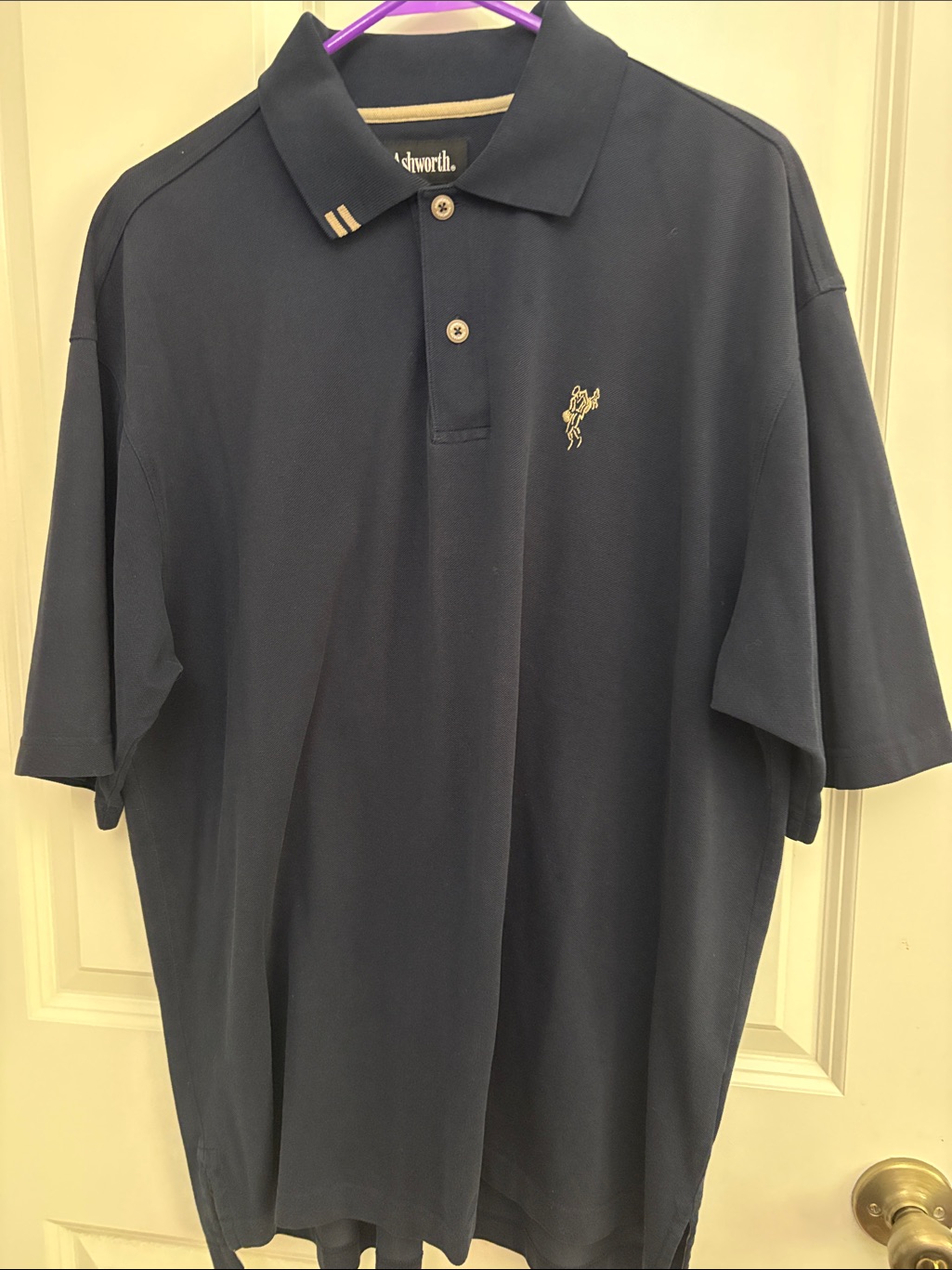 Ashworth Navy Polo Shirt With Embroidered Logo